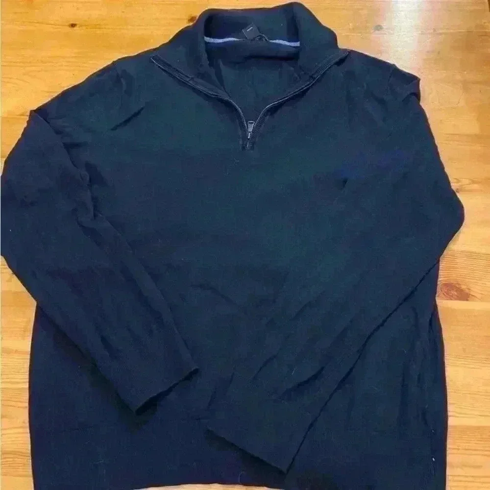 Banana Republic 1/4 Zip Sweater 85% Pima Cotton 15% Cashmere Size L men navy